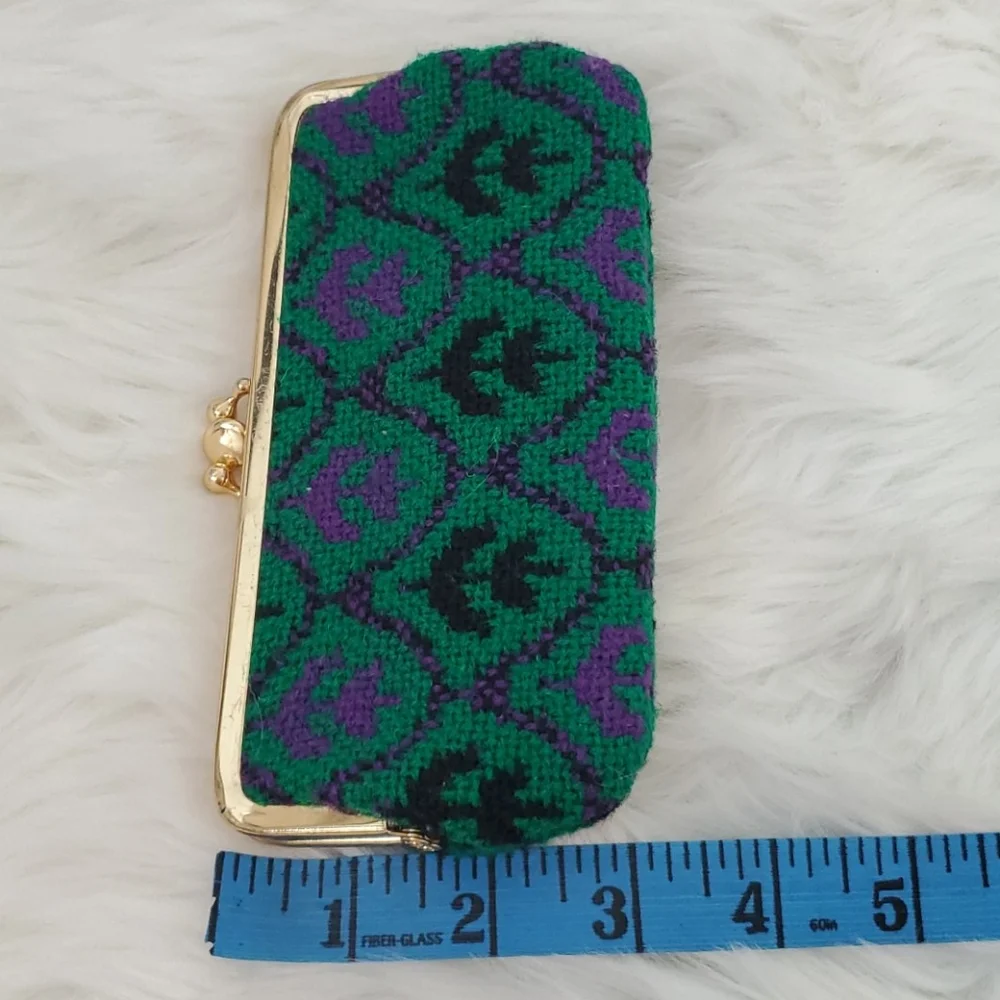 Vintage 1960s Brynkir Woollen Mill wool wallet green purple